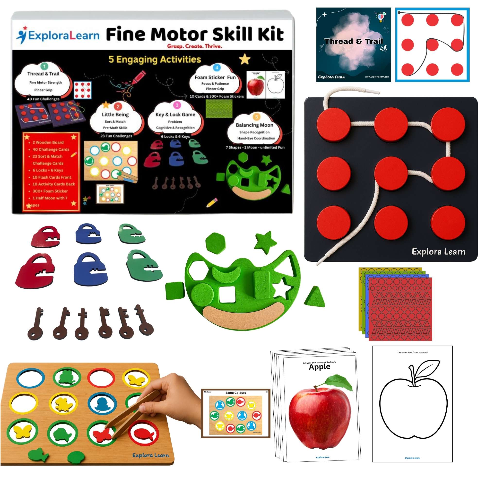 Fine Motor Skill Kit with locks threading and balancing toys