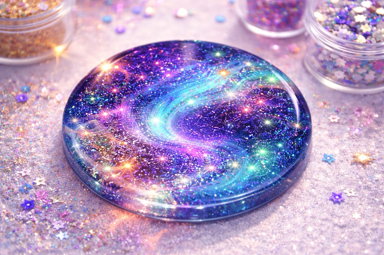 Glitter and pigments in resin art